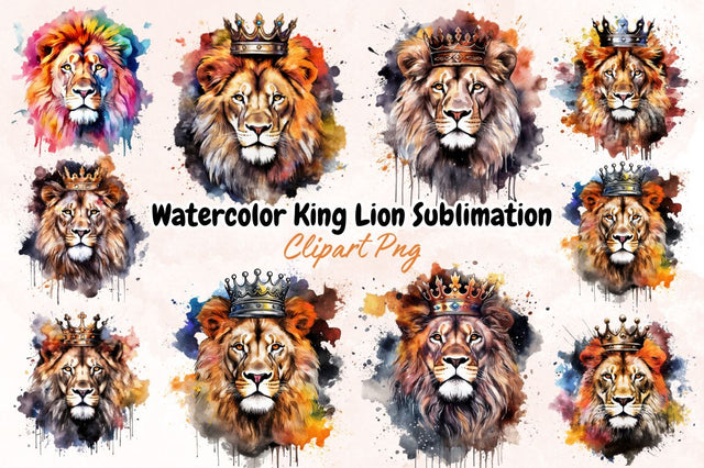 Watercolor King Lion Sublimation Clipart Bundle Sublimation Designangry 