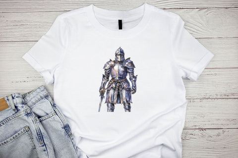 Watercolor Knight in Silver Armor Clipart Bundle Sublimation Designangry 