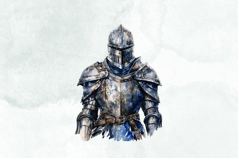 Watercolor Knight in Silver Armor Clipart Bundle Sublimation Designangry 