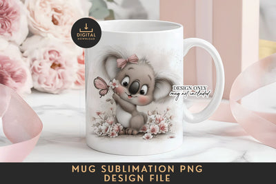 Watercolor Koala Mug Sublimation PNG Full Wrap Template Sublimation BijouBay 