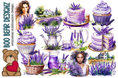 Watercolor Lavender Bundle Sublimation Boo Bear Designz 
