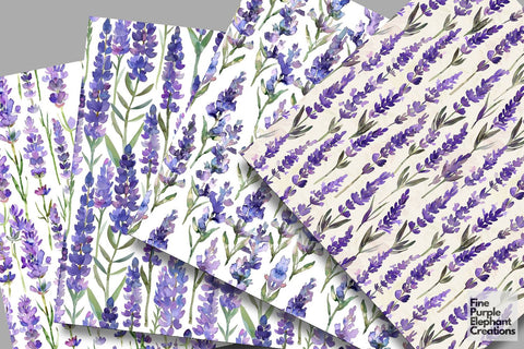 Watercolor Lavender Flowers Pattern Paper Digital Pattern Fine Purple Elephant Creations 