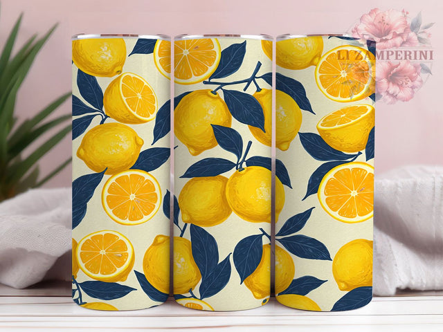 Watercolor Lemon 20oz Tumbler Wrap, Watercolor Citrus Design, Seamless Fruit Mug, Summer Lemon Print, Fresh Lemonade Cup, Bright Yellow Tumbler, Sublimation Tumbler Wrap Sublimation Li Zamperini 