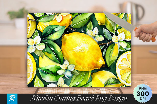 Watercolor Lemon Cutting Board Sublimation Regulrcrative 