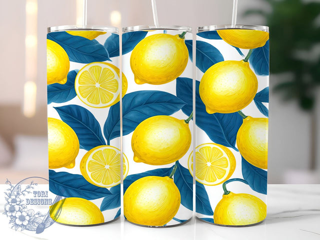 Watercolor Lemon Tumbler, Seamless Lemon Wrap, 20oz Sublimation Design, Citrus Drinkware, Digital Download, Summer Tumbler Design, Fruit Lover Gift Sublimation ToriDesigns 