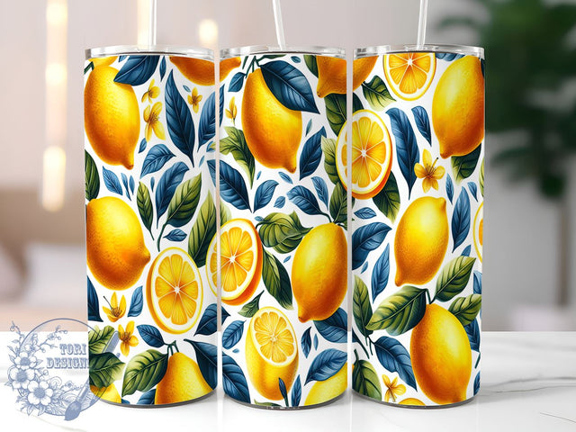 Watercolor Lemon Tumbler, Seamless Lemon Wrap, 20oz Sublimation Design, Citrus Drinkware, Digital Download, Summer Tumbler Design, Fruit Lover Gift Sublimation ToriDesigns 