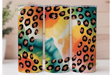 Watercolor Leopard 20oz Tumbler Wrap Sublimation PixelChick 