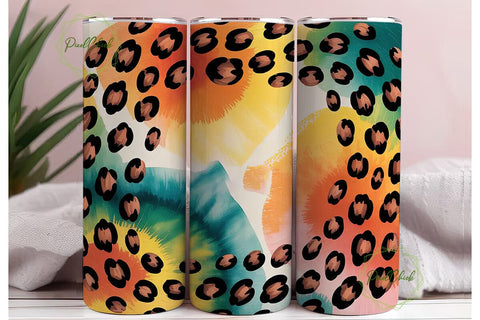 Watercolor Leopard 20oz Tumbler Wrap Sublimation PixelChick 