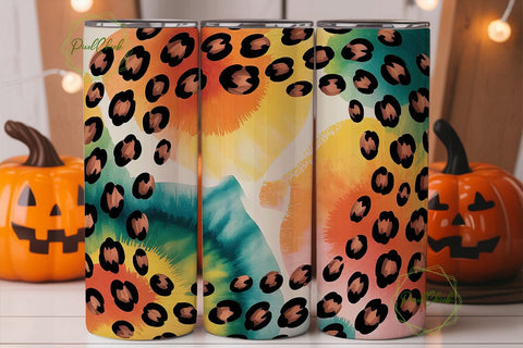 Watercolor Leopard 20oz Tumbler Wrap Sublimation PixelChick 