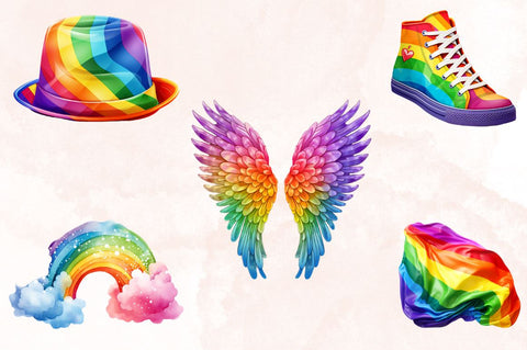 Watercolor LGBT Rainbow Sublimation Clipart Bundle Sublimation Designangry 