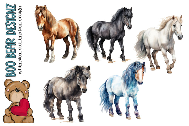 Watercolor Lil Horse Clipart Sublimation Boo Bear Designz 