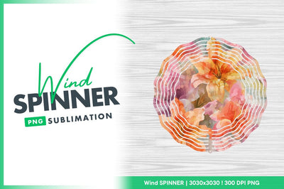 Watercolor lily flower repeating wind spinner round png Sublimation Regulrcrative 