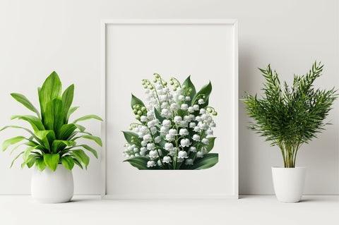 Watercolor Lily of the Valley Clipart Bundle Sublimation SVGArt 