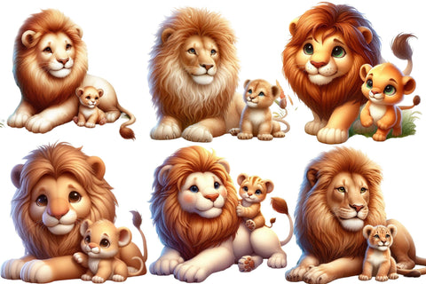 Watercolor Lion Mother's Day Clipart Sublimation designartist 