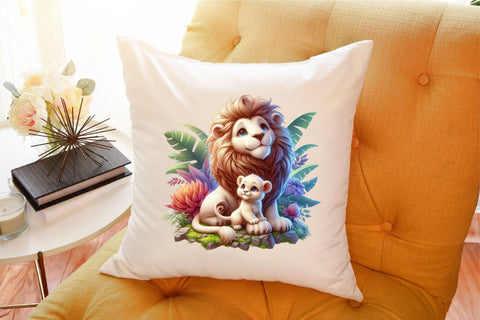 Watercolor Lion Mother's Day Clipart Sublimation designartist 