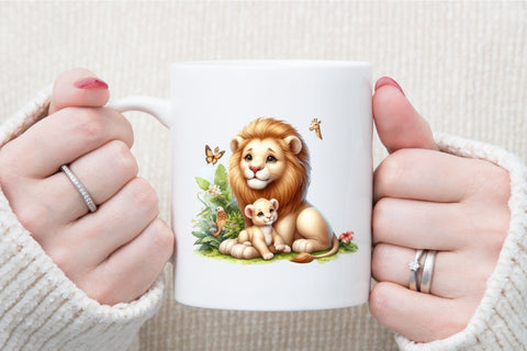 Watercolor Lion Mother's Day Clipart Sublimation designartist 