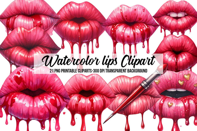 Watercolor lips Clipart Sublimation Rupkotha 
