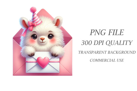 Watercolor Llamas Valentine's Clipart Sublimation Rupkotha 