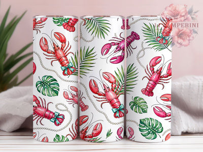 Watercolor Lobster & Pearls 20oz Tumbler, Watercolor Lobster Motif, Pearl Art Design, Ocean Theme, Coastal Accent, Elegant Charm, Sublimation Wrap, 20oz Tumbler Sublimation Li Zamperini 