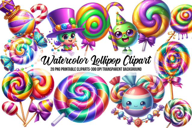 Watercolor Lollipop Clipart Sublimation Rupkotha 