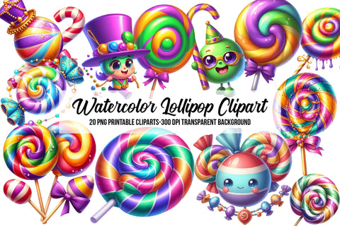 Watercolor Lollipop Clipart Sublimation Rupkotha 