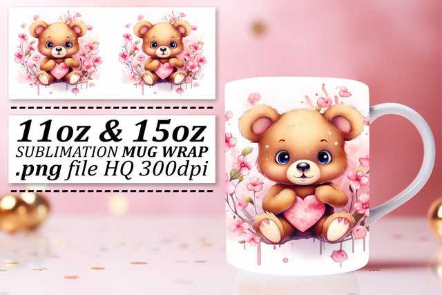Watercolor Love Notes: Teddy Bear Sublimation Art Sublimation afrosvg 
