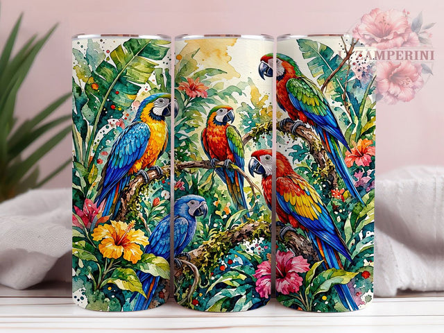 Watercolor Macaw Tropical 20oz Tumbler, Watercolor Macaw, Macaw Tropical, Macaw Tumbler, 20oz Tumbler, Tropical Tumbler, Parrot Tumbler, Tumbler Wrap Sublimation Li Zamperini 