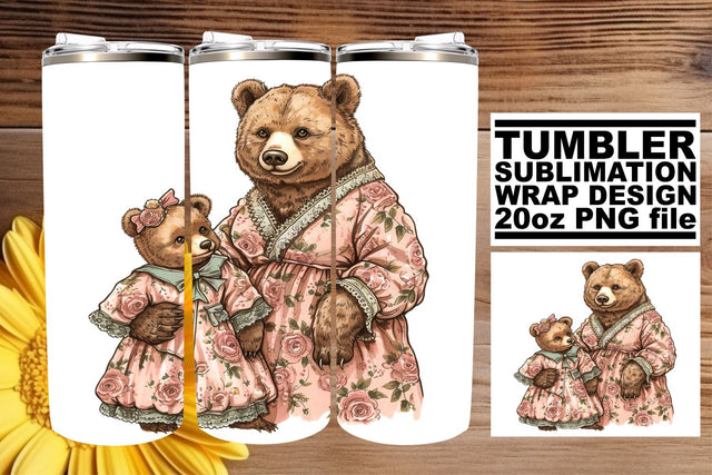 Watercolor Mama Bear Affection Cup Design - Mom's Love Makes Life Beautiful Sublimation afrosvg 