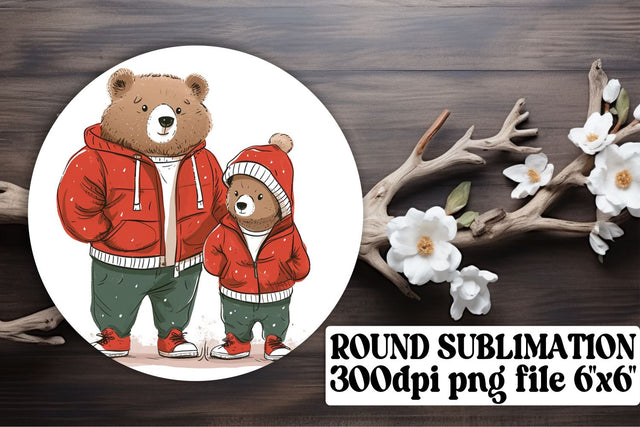 Watercolor Mama Bear Car Coaster, Cute Mother's Day Design Sublimation afrosvg 