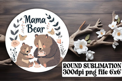 Watercolor Mama Bear Car Coaster, Sweet Mother's Day Pattern Sublimation afrosvg 