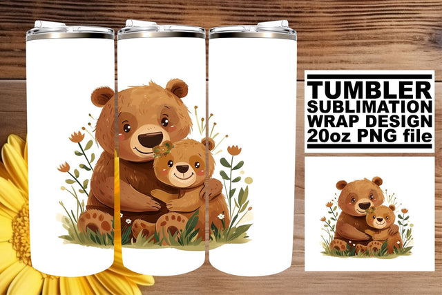 Watercolor Mama Bear Hug Cup Design - Wrap Mom in Your Warmth and Love Sublimation afrosvg 