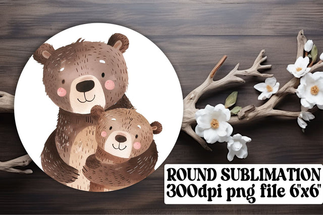 Watercolor Mama Bear Keychain Design, Lovely Mother's Day Artwork Sublimation afrosvg 