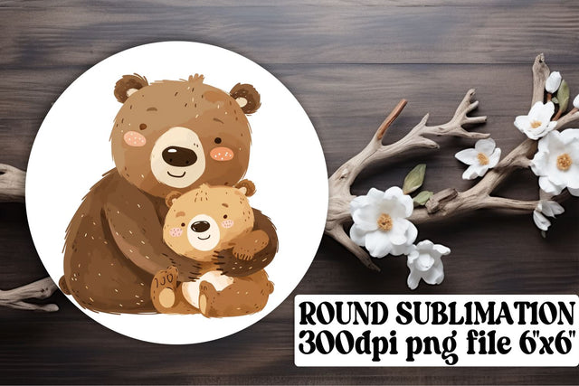 Watercolor Mama Bear Keychain Design, Lovely Mother's Day Sublimation Sublimation afrosvg 