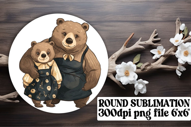 Watercolor Mama Bear Keychain Design, Sweet Mother's Day Artwork Sublimation afrosvg 