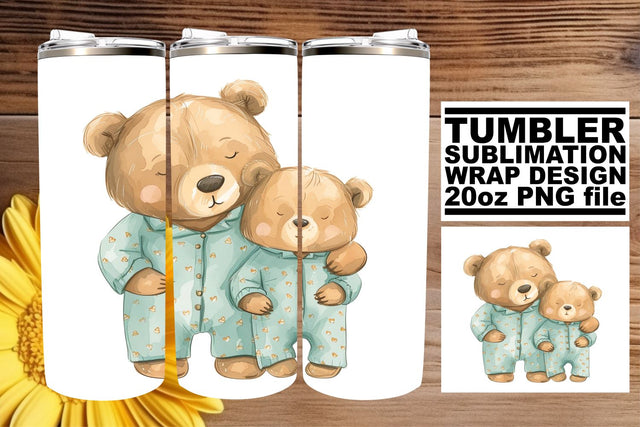 Watercolor Mama Bear Love Sublimation Tumbler Wrap - Cherish Mom's Hugs & Joy on Mother's Day Sublimation afrosvg 
