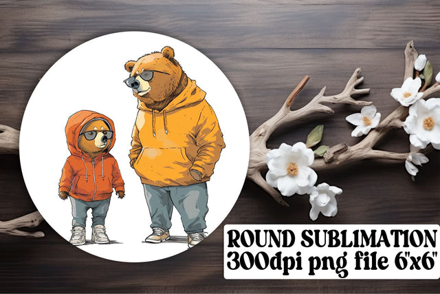 Watercolor Mama Bear Sublimation Art, Cute Mother's Day Keychain Sublimation afrosvg 