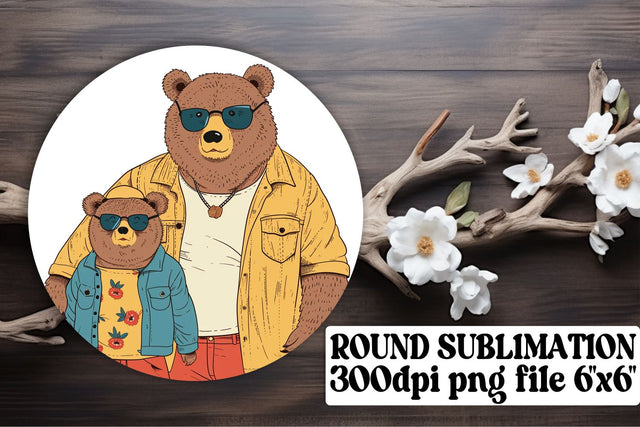 Watercolor Mama Bear Sublimation Art, Cute Mother's Day Keychain Sublimation afrosvg 