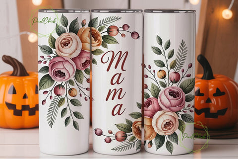 Watercolor Mama Floral 20oz Tumbler Wrap Sublimation PixelChick 