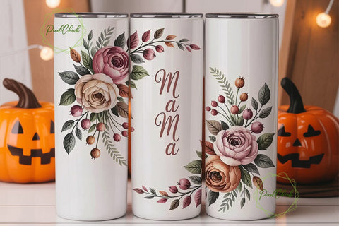Watercolor Mama Floral 20oz Tumbler Wrap Sublimation PixelChick 