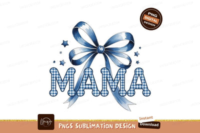 Watercolor Mama Word Art Blue Plaid Design Sublimation Designangry 