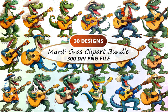 Watercolor Mardi Gras Collection Clipart Bundle Sublimation Regulrcrative 