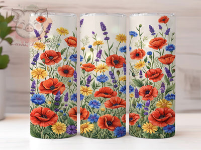 Watercolor Meadow Bloom 20oz Tumbler, Watercolor Style, Meadow Theme, Floral Bloom, Pastoral Aesthetic, Whimsical Charm, Skinny Tumbler, Sublimation PNG Sublimation Lara' s Designs 
