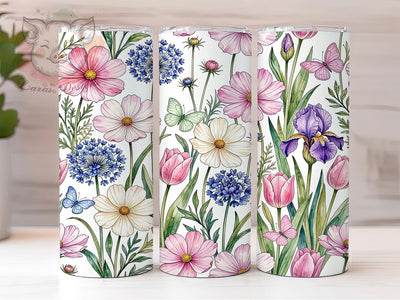 Watercolor Meadow Flowers Butterflies 20oz Tumbler, Meadow Flowers, Watercolor Design, Butterflies Pattern, Sublimation Wrap, 20oz Tumbler, Whimsical Aesthetic, Nature Charm Sublimation Lara' s Designs 