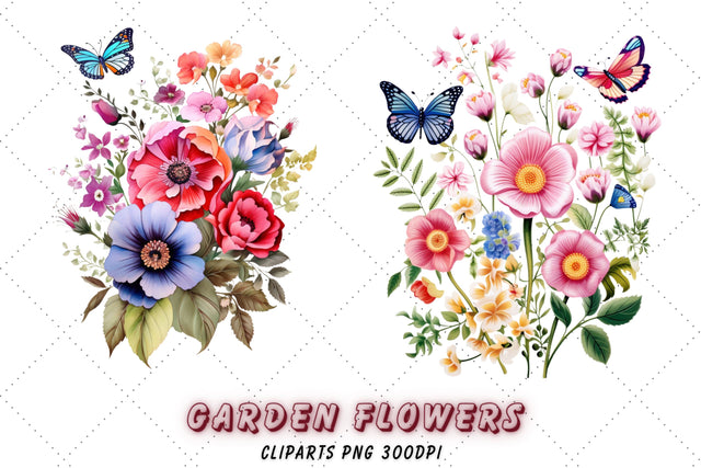 Watercolor Meadow Flowers Clipart - spring wildflower floral PNG format instant download for commercial use Sublimation FloridPrintables 