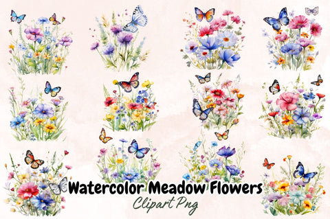 Watercolor Meadow Flowers Sublimation Bundle Sublimation Designangry 