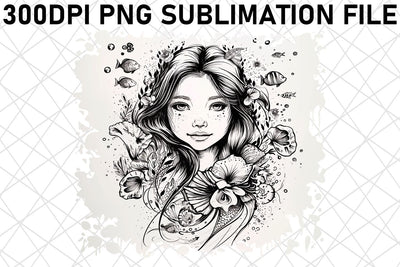 Watercolor Mermaid Silhouette Set Package Sublimation afrosvg 