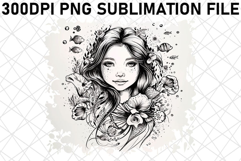 Watercolor Mermaid Silhouette Set Package Sublimation afrosvg 