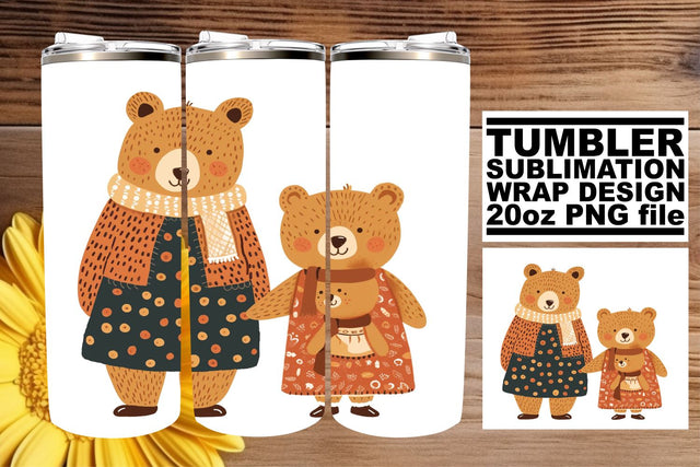 Watercolor Momma Bear Love Cup Design - Ideal Gift for Mother's Day Joy Sublimation afrosvg 