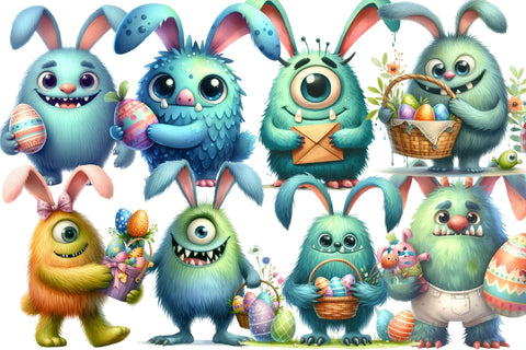 Watercolor Monsters Clipart Sublimation Rupkotha 