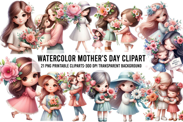 Watercolor Mother's Day Clipart Sublimation Rupkotha 